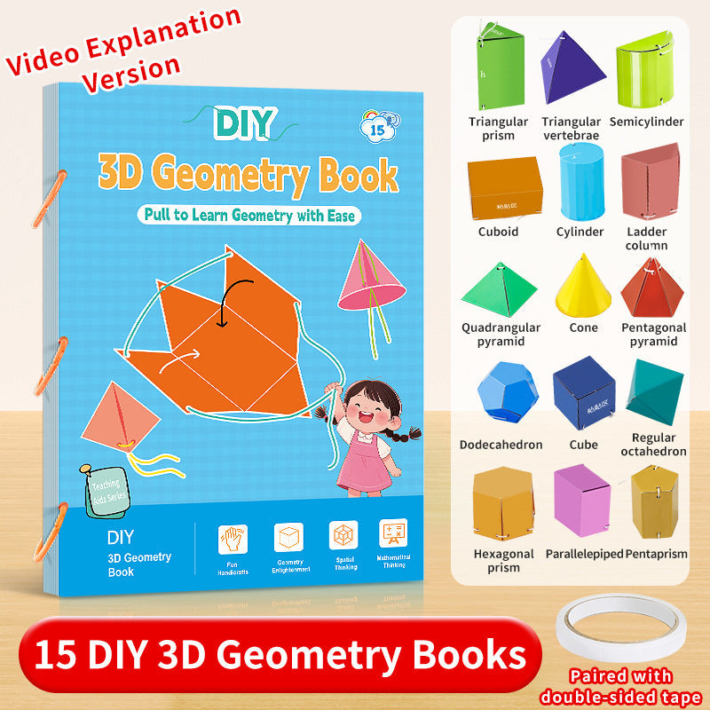👶✨Húzószálas 3D geometriai tanulási könyv