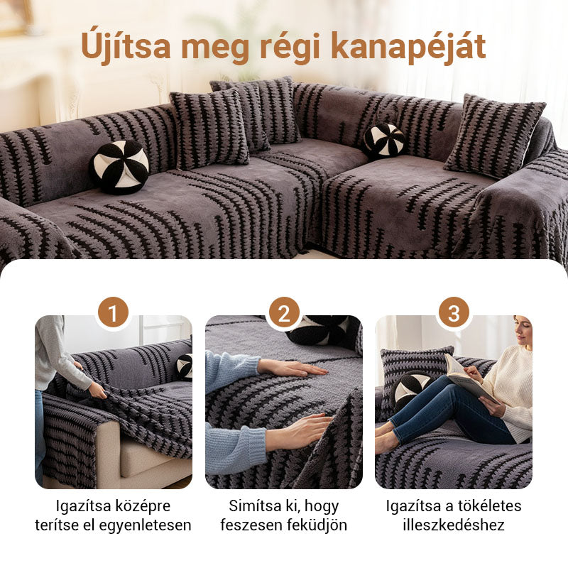 🛋️ Puha, csúszásgátló bársony kanapetakaró