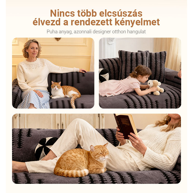 🛋️ Puha, csúszásgátló bársony kanapetakaró
