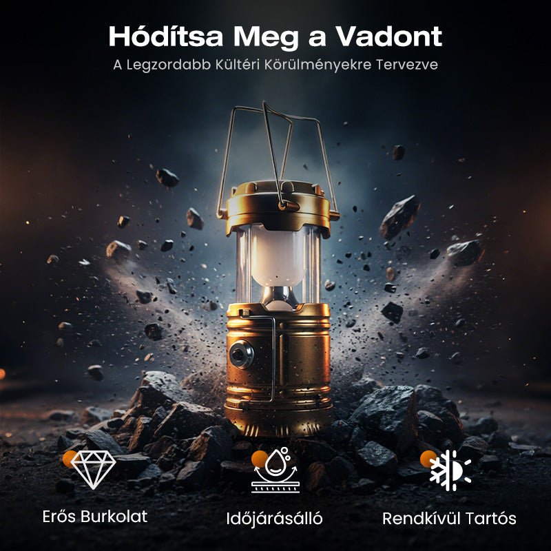 ⛺️Napenergiával működő, behúzható kempinglámpa