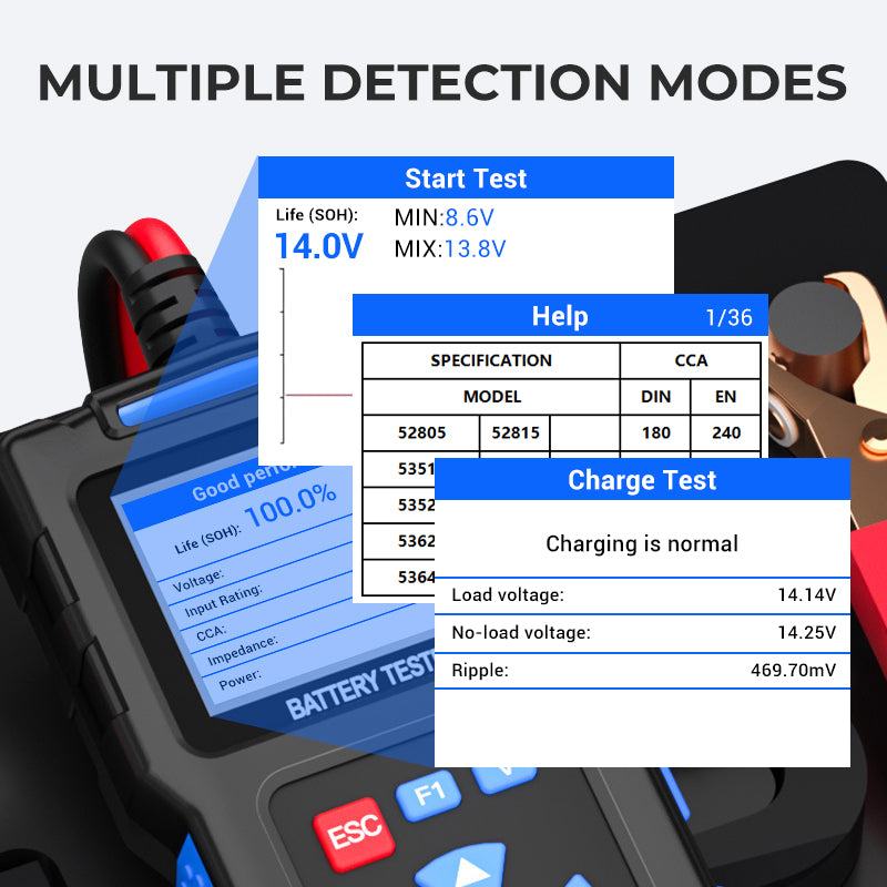 💥BT300 Autóakkumulátor-tesztelő 12 V-os terheléses tesztelő
