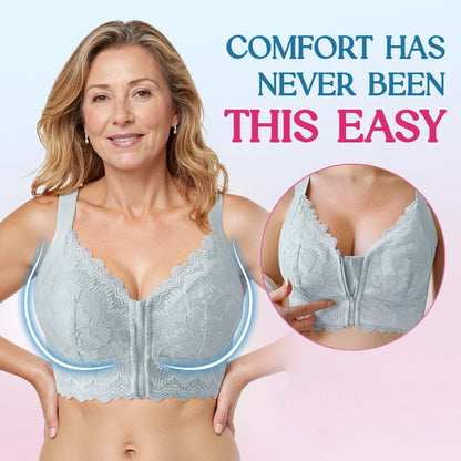 💖 Női kényelmes, elöl záródó, csipkés tartásjavító melltartó – stílus és tartás egyben!