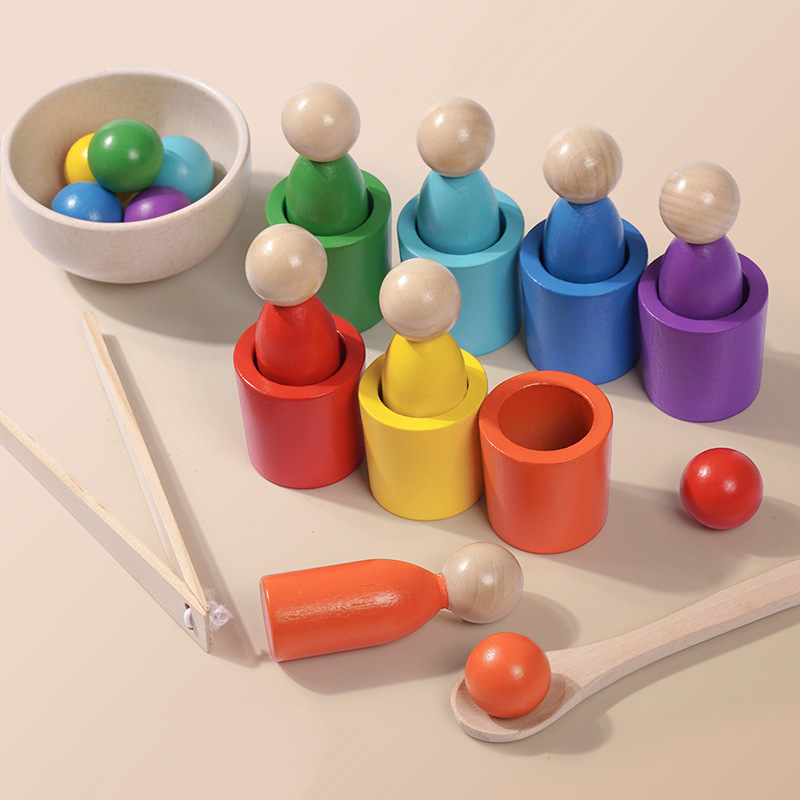 🌈 Szivárványgolyók poharakban Montessori játékok kisgyermekeknek 👶🧠