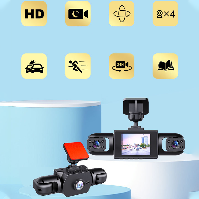 🎥4 lencsés, 360°-os látószögű autó fedélzeti kamera